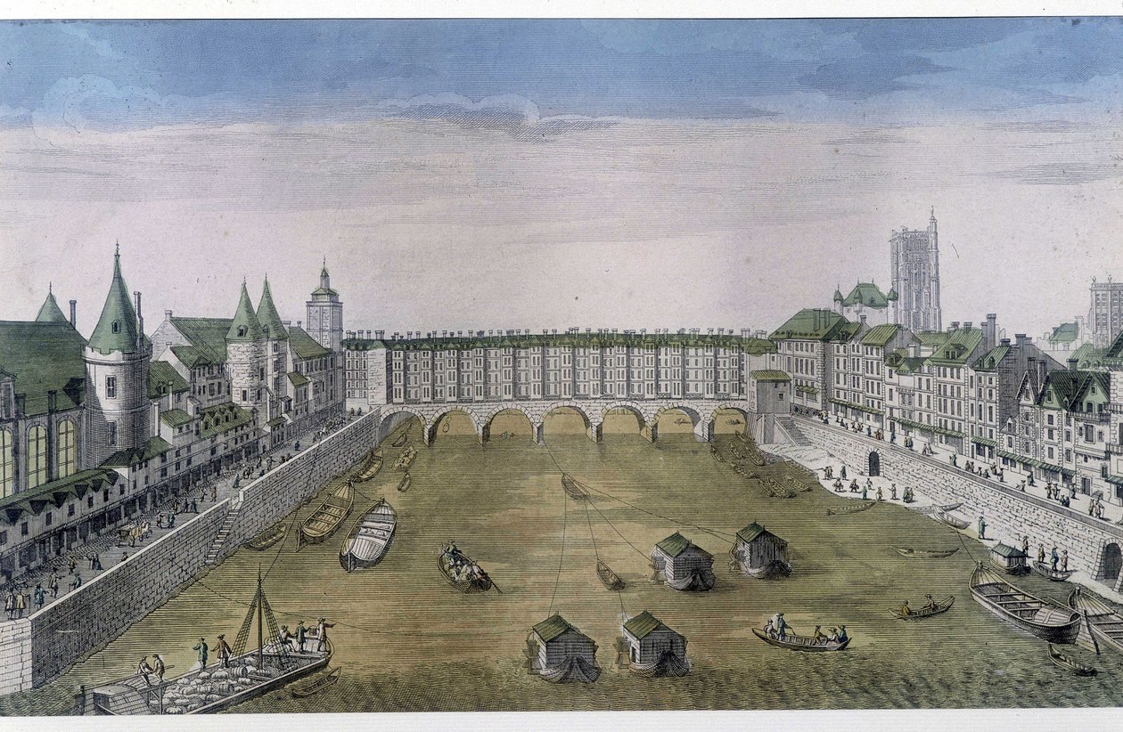 Optische Ansicht von Paris: Le Pont au change. ca. 1800, Stadt Paris. von French School