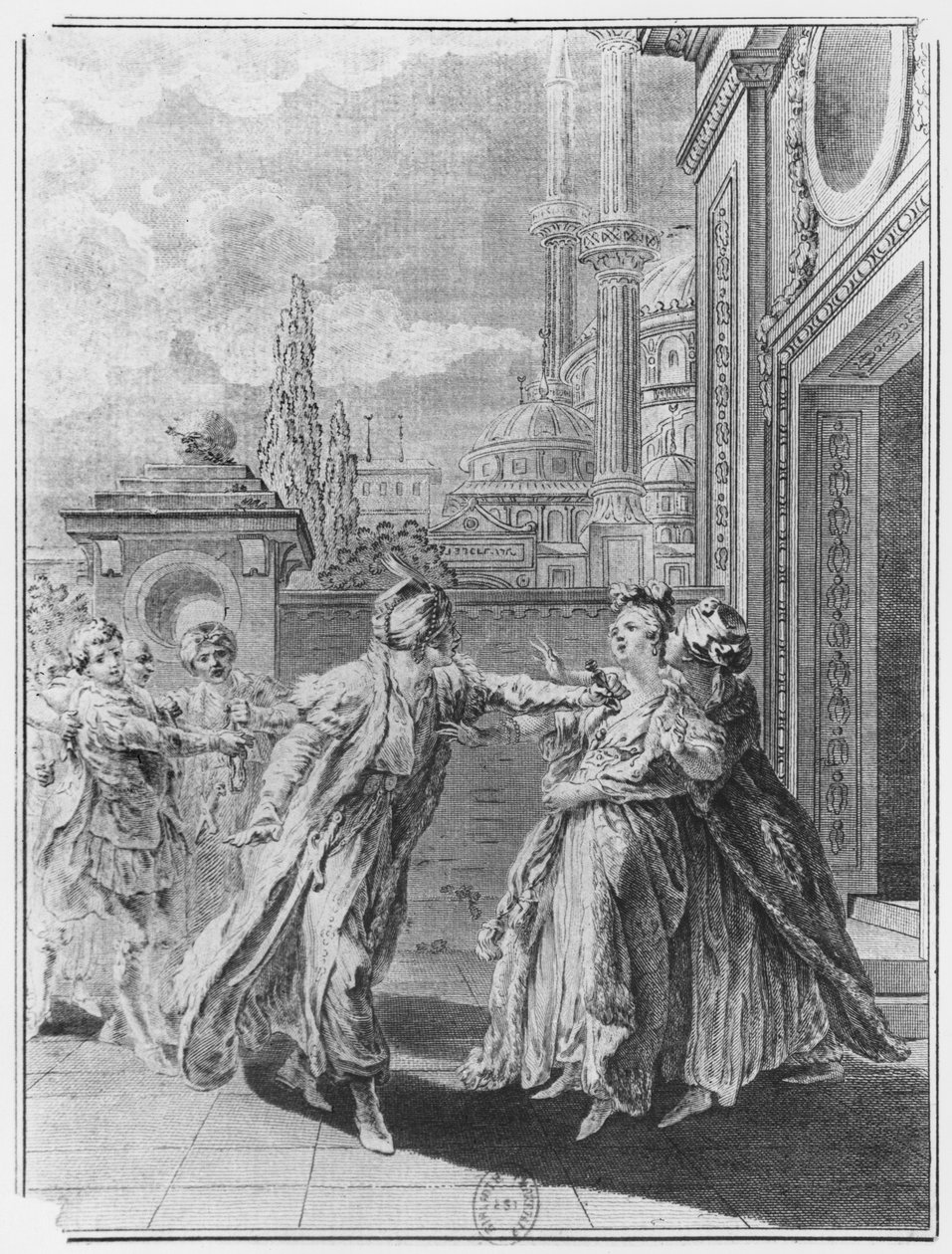 Orosmane tötet Zaire, Illustration aus Akt V von 