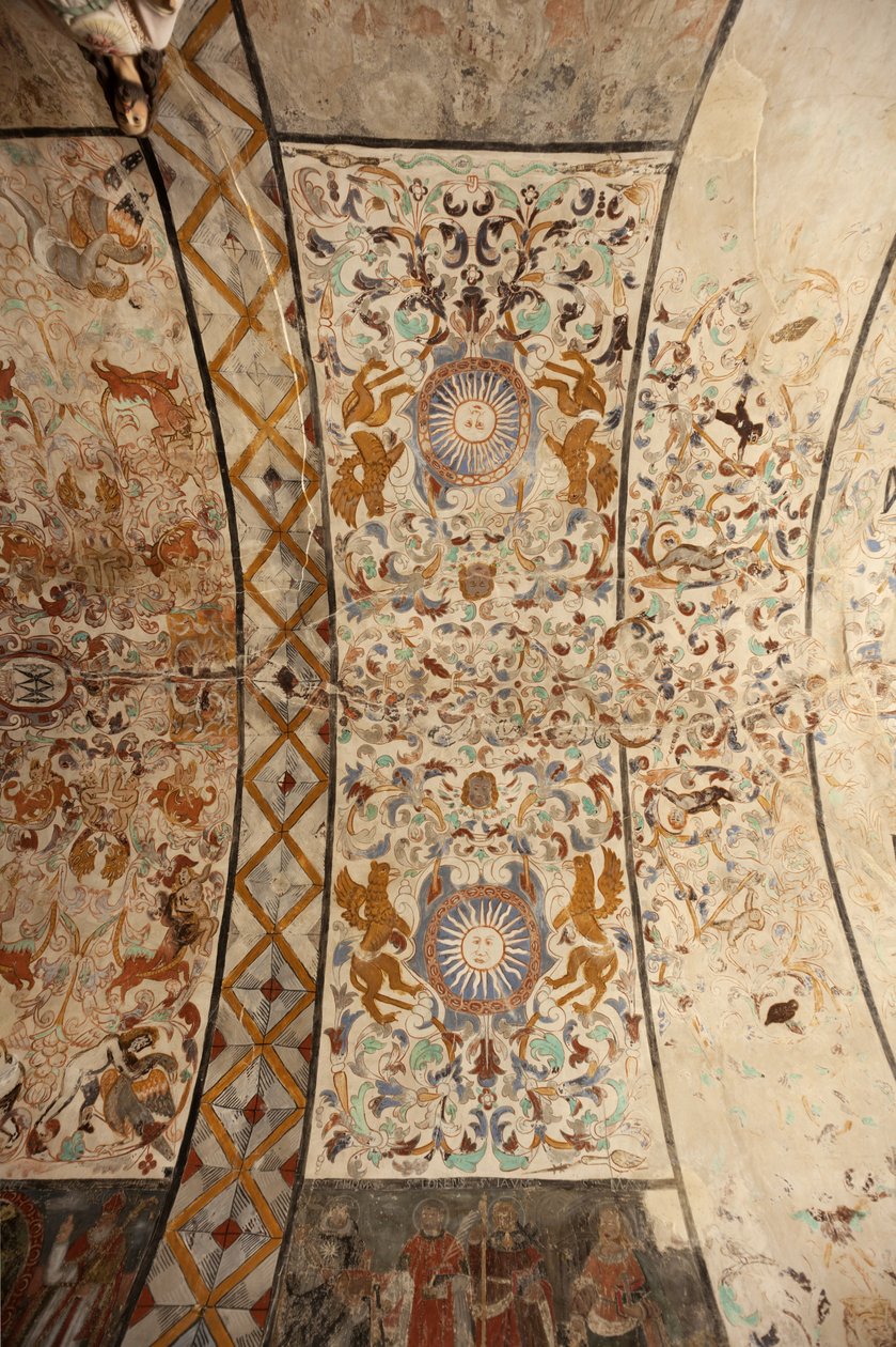Pfarrkirche Església de la Mare de Déu de Solers. Innenraum. Das Kirchenschiff, die Decken. Wandmalereien. 16. Jahrhundert. von French School