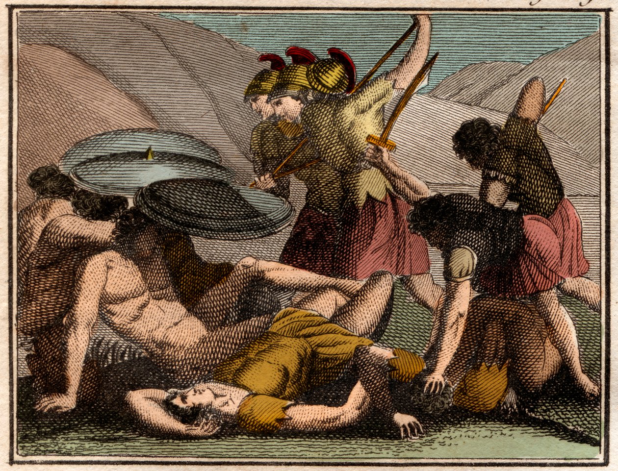 Perserkriege: Schlacht bei den Thermopylen 480 v. Chr. Der spartanische König Leonidas und seine Männer fallen in der Schlacht von French School