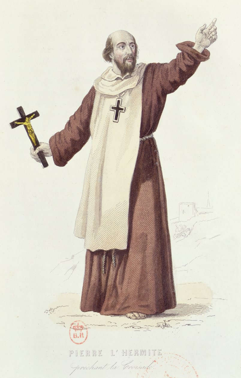 Peter der Einsiedler predigt den Ersten Kreuzzug, ca. 1840 von French School