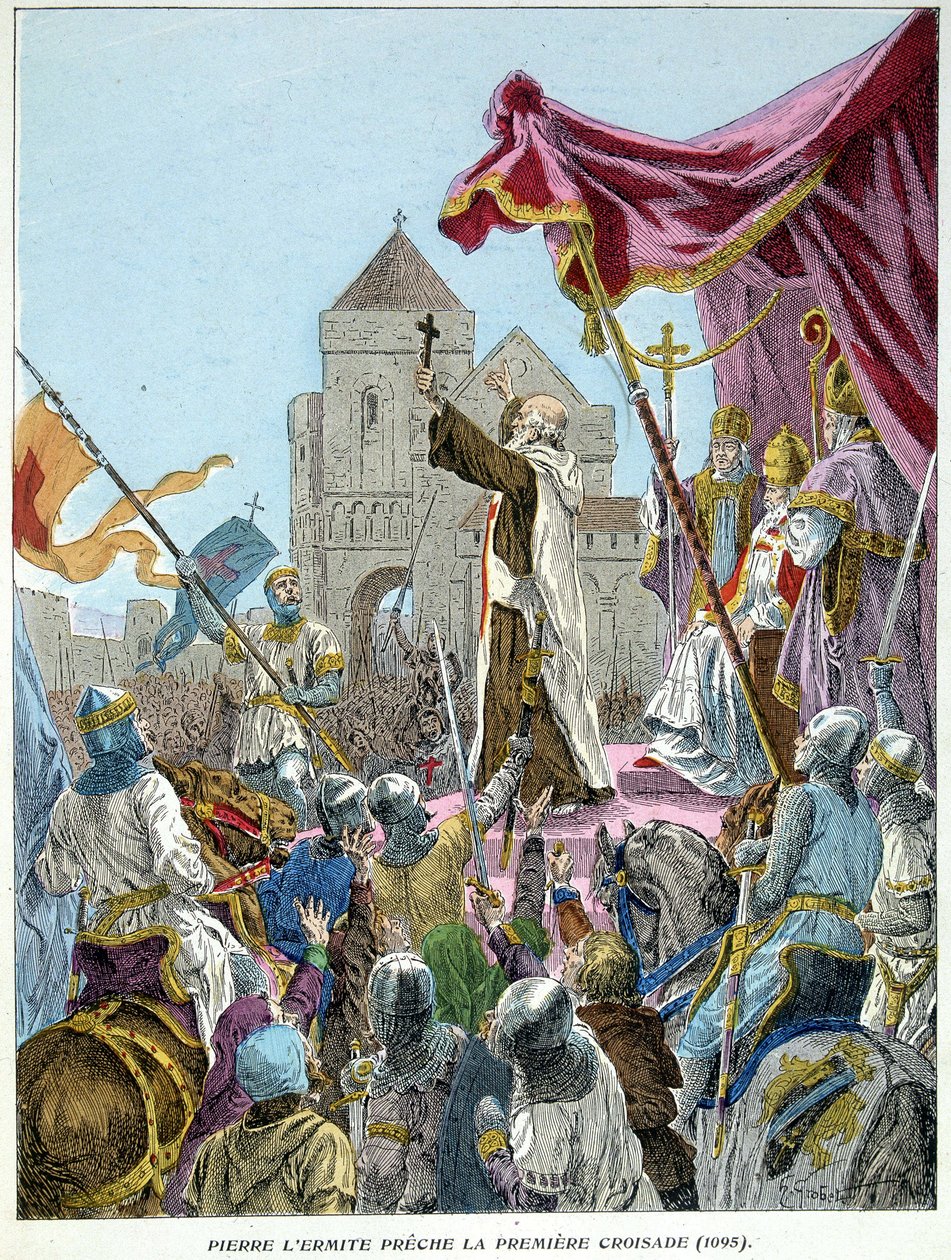 Peter der Einsiedler predigt den 1. Kreuzzug im Jahr 1095 von French School