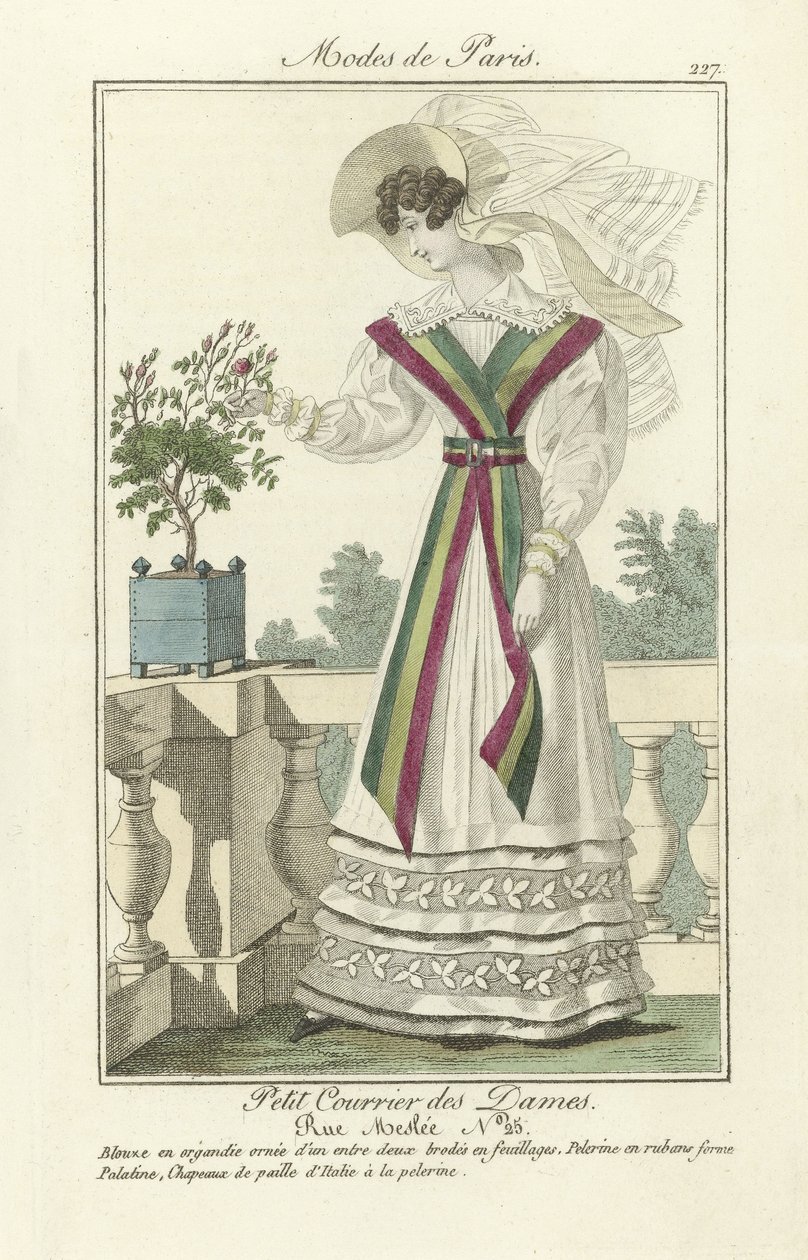 Petit Courrier des Dames, Rue Meslee Nr. 25, aus Modes de Paris, veröffentlicht 1824 von French School
