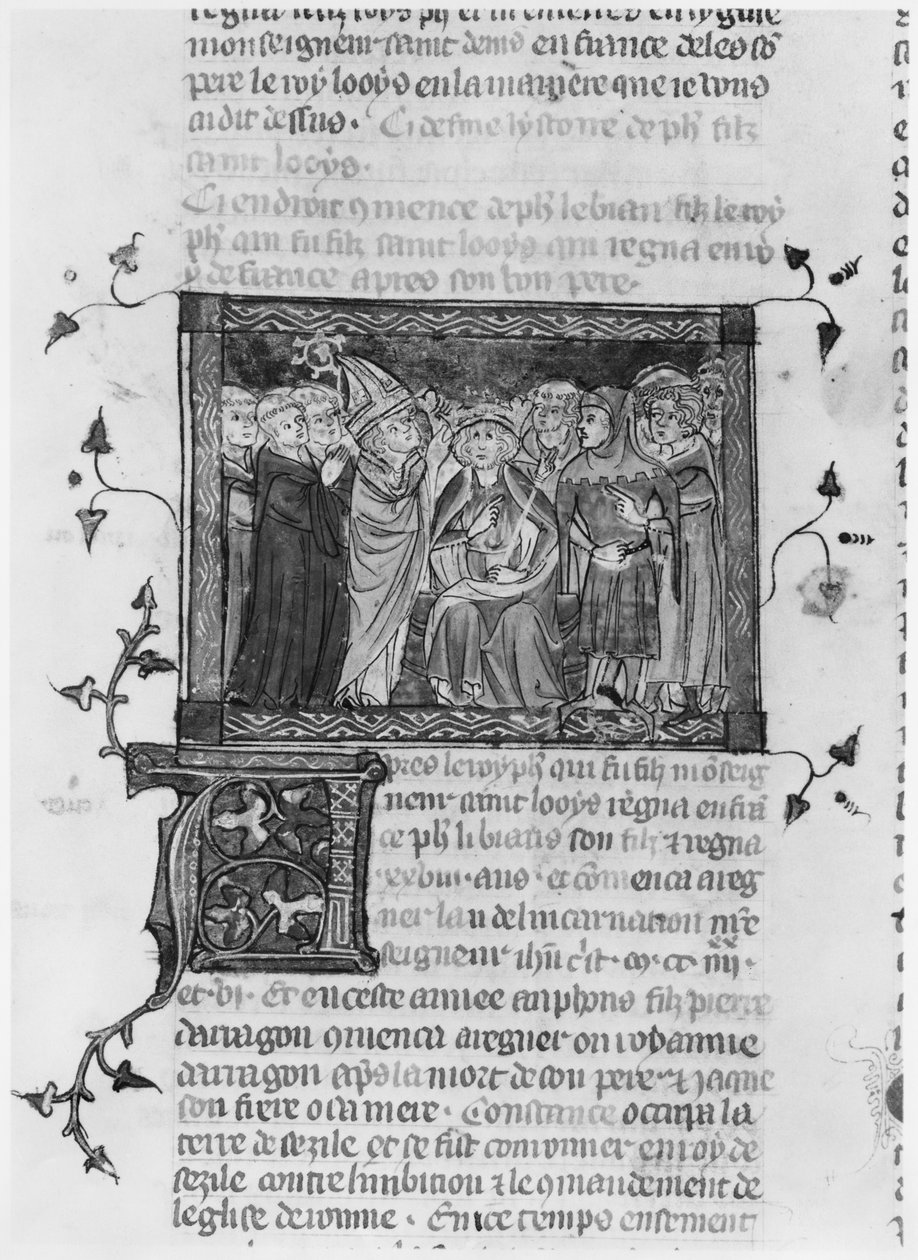 Philipp IV., Illustration aus Grandes Chroniques de France, 1375-79 von French School