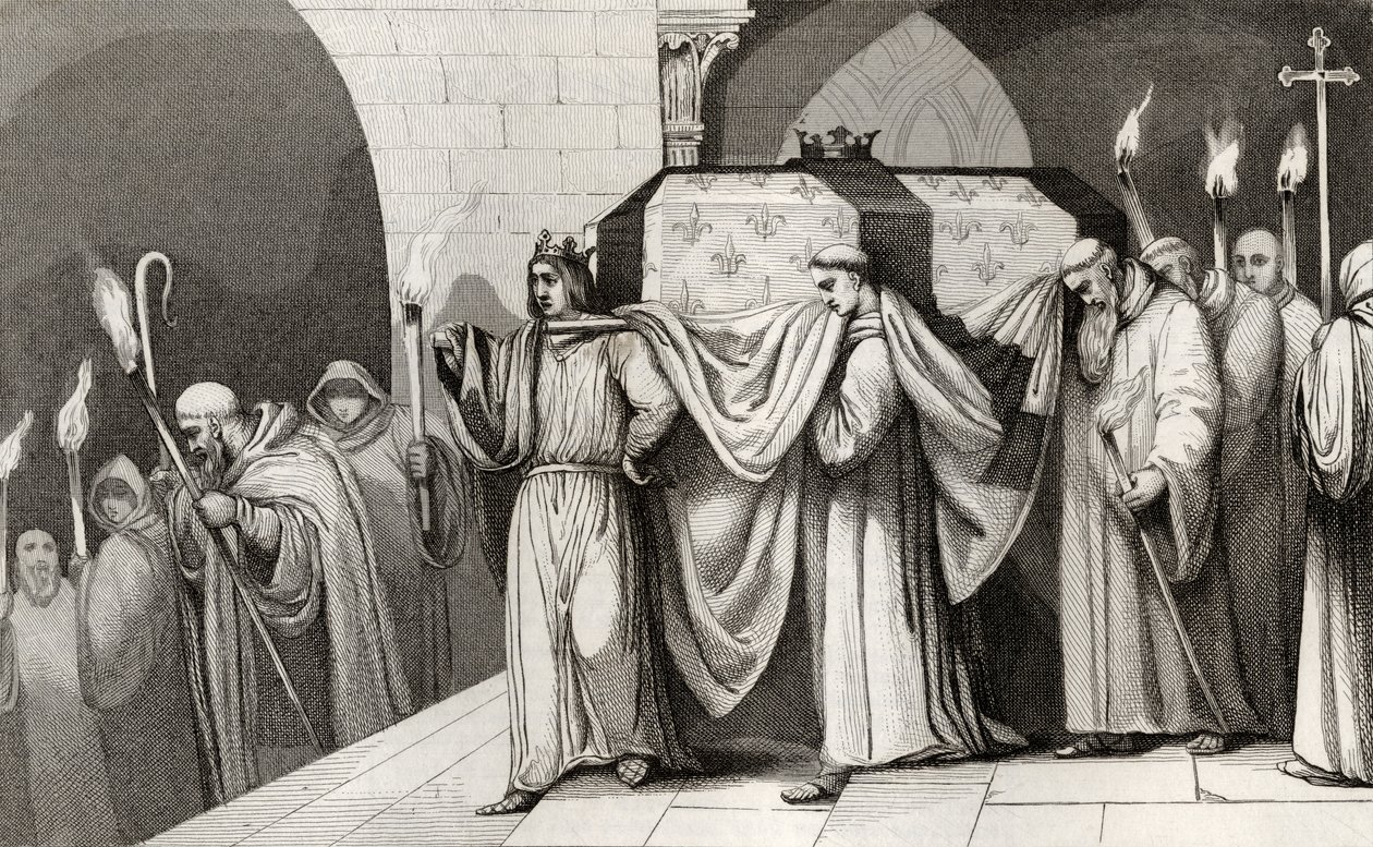 Philippe III (1245-85) der Kühne hilft, den Sarg seines Vaters zu tragen, aus 