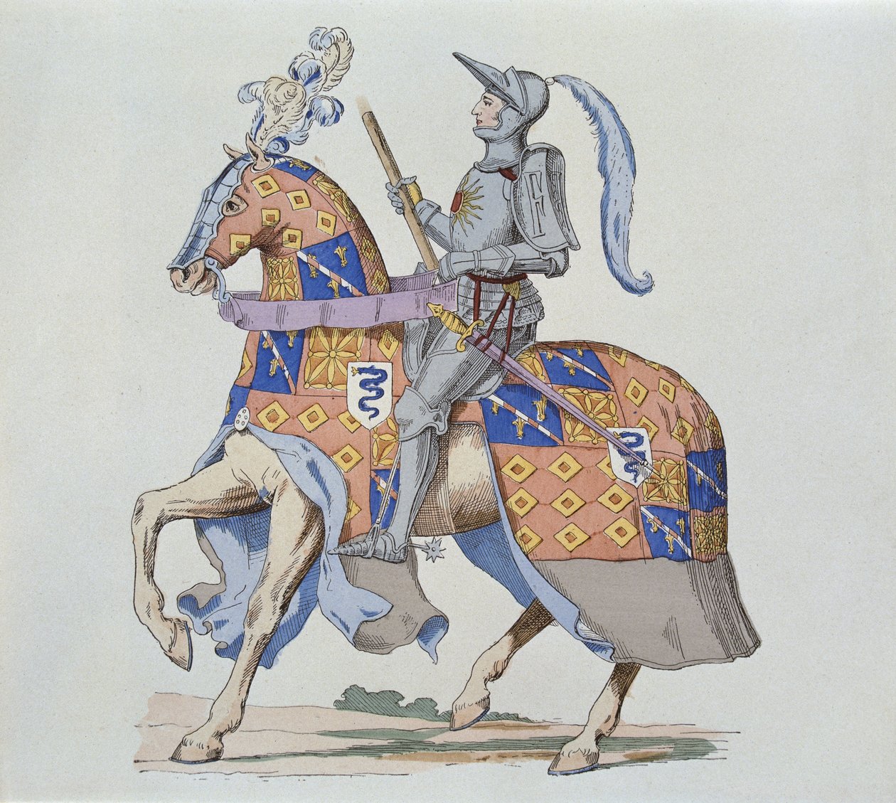 Pierre de Rohan, Sire de Gie, zu Pferd im Jahr 1475, graviert von Gautier von French School