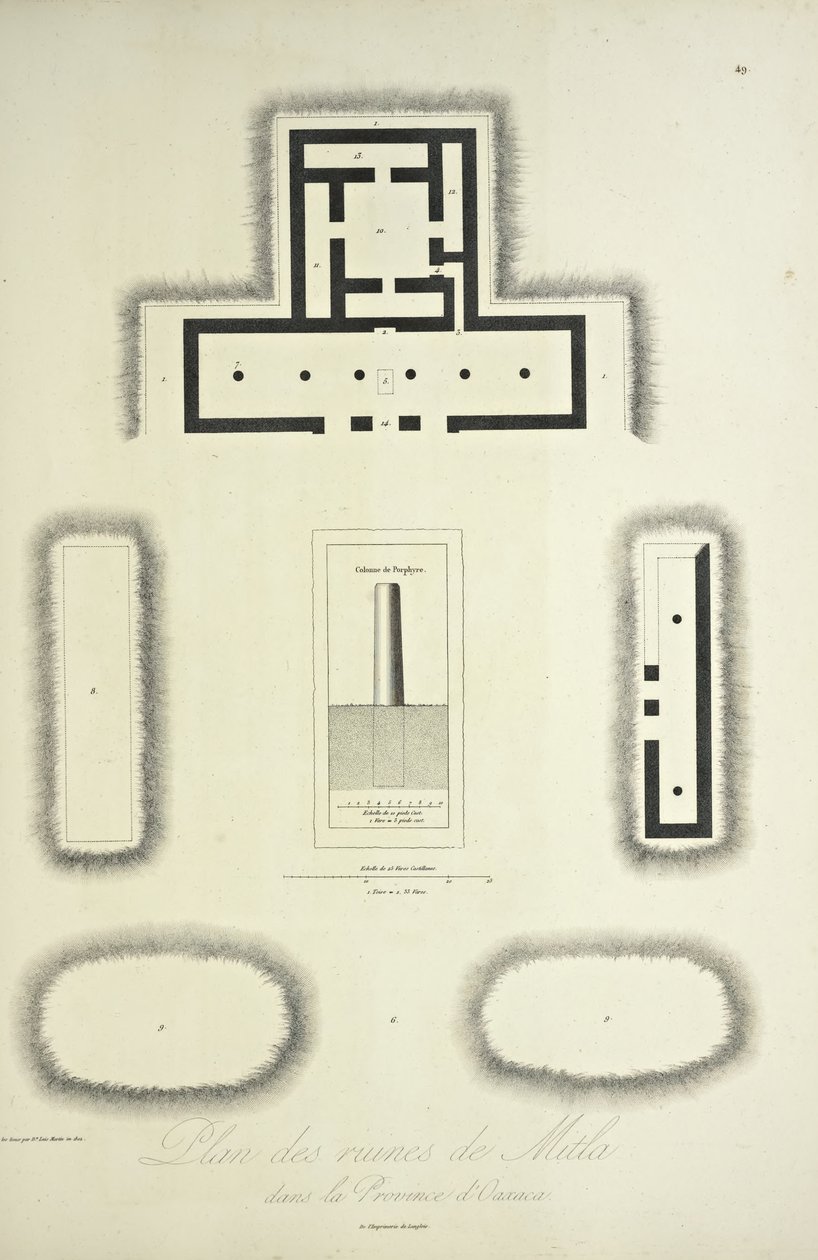 Plan der Ruinen von Mitla in der Provinz Oaxaca, Illustration aus 