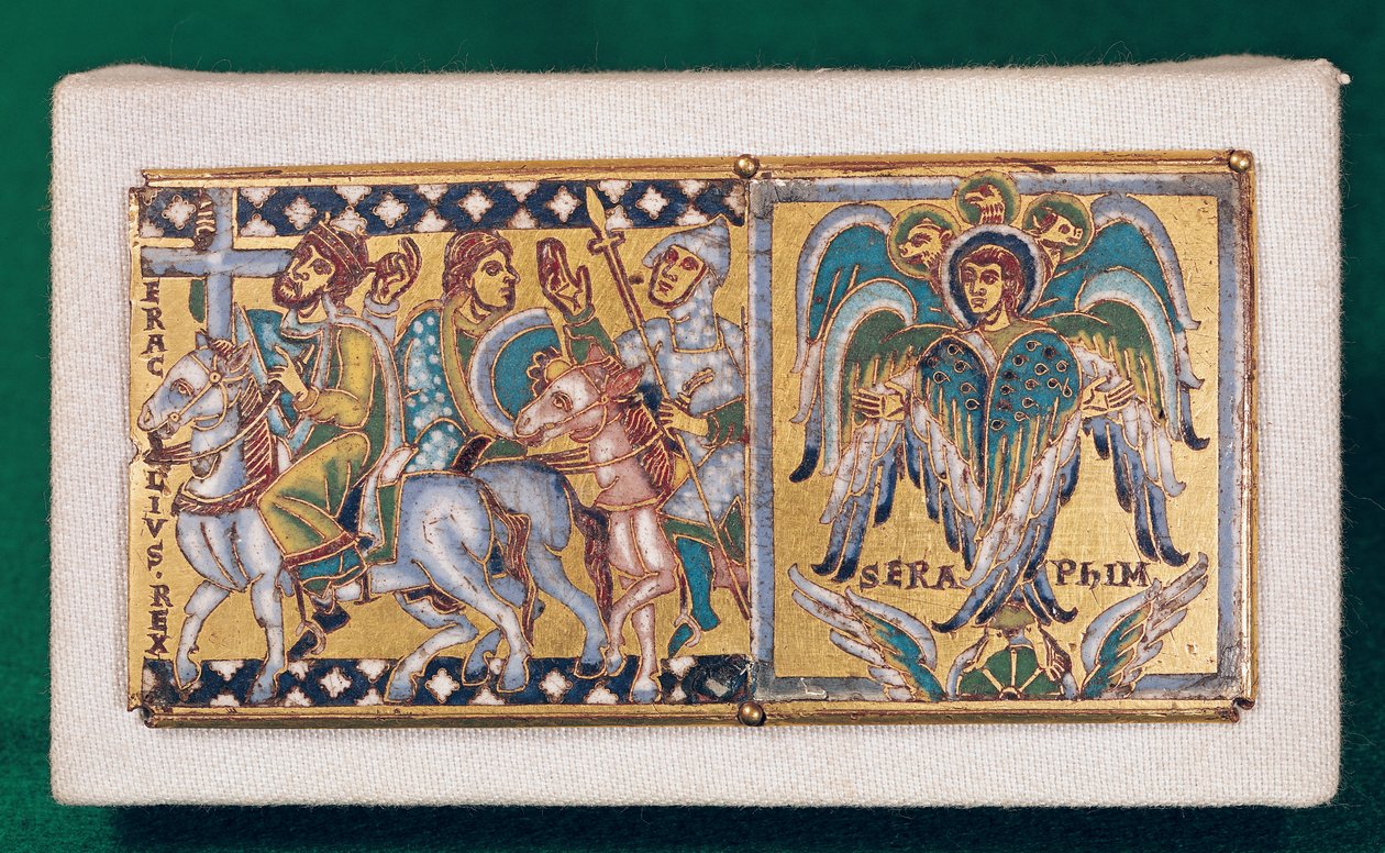 Plakette, die Heraklius (ca. 575-641) und die Vision von Ezechiel darstellt, Mosane Schule von French School