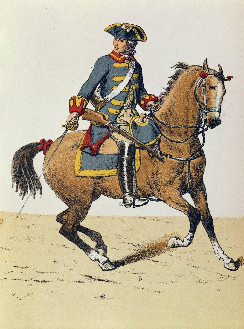 Polizeibeamter um 1750 auf einem Pferd, 19. Jahrhundert von French School