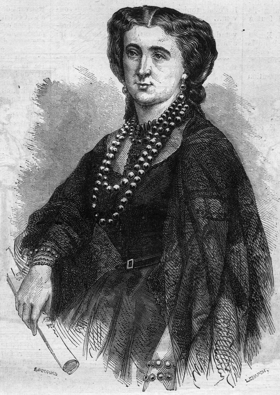 Porträt von Anna de La Grange (Lagrange) (1824-1909), französische Sängerin. Gravur in „Le Monde Illustré“ Nr. 341 vom 24. Oktober 1863 von French School