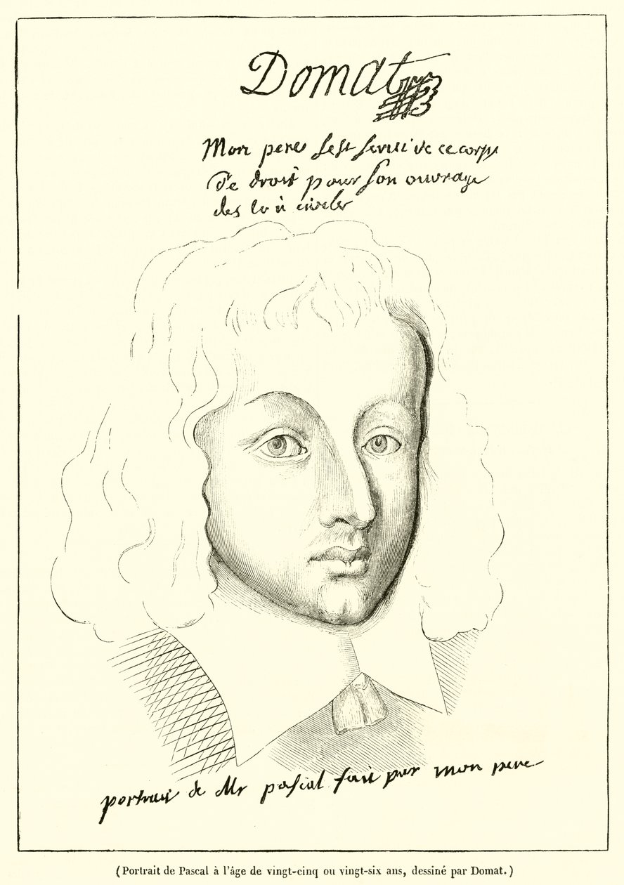 Porträt von Pascal im Alter von fünfundzwanzig oder sechsundzwanzig Jahren (Gravur) von French School
