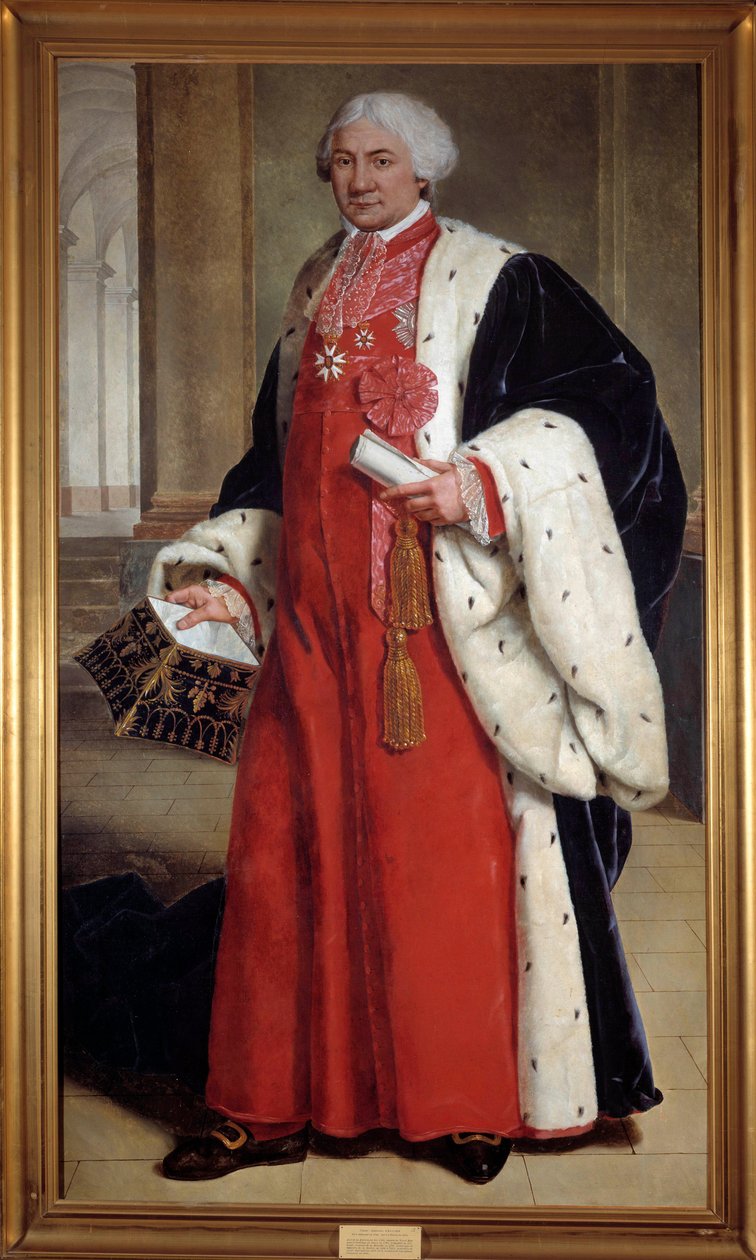 Porträt en pied von Claude Ambroise Regnier (1746-1814), Anwalt im Parlament und Abgeordneter im Dritten Stand, Justizminister von 1802 bis 1813 Anonymes Gemälde. 18. Jahrhundert. Nancy, Musée Historique Lorrain von French School