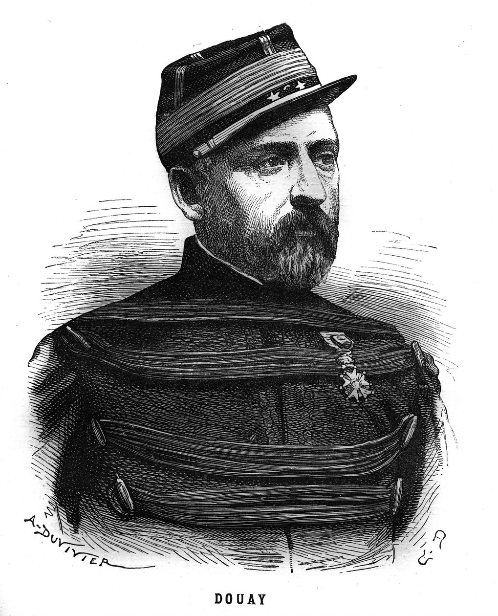 Porträt von Abel Douay (1809-1870), französischer General. Gravur in „Les Illustrations De L