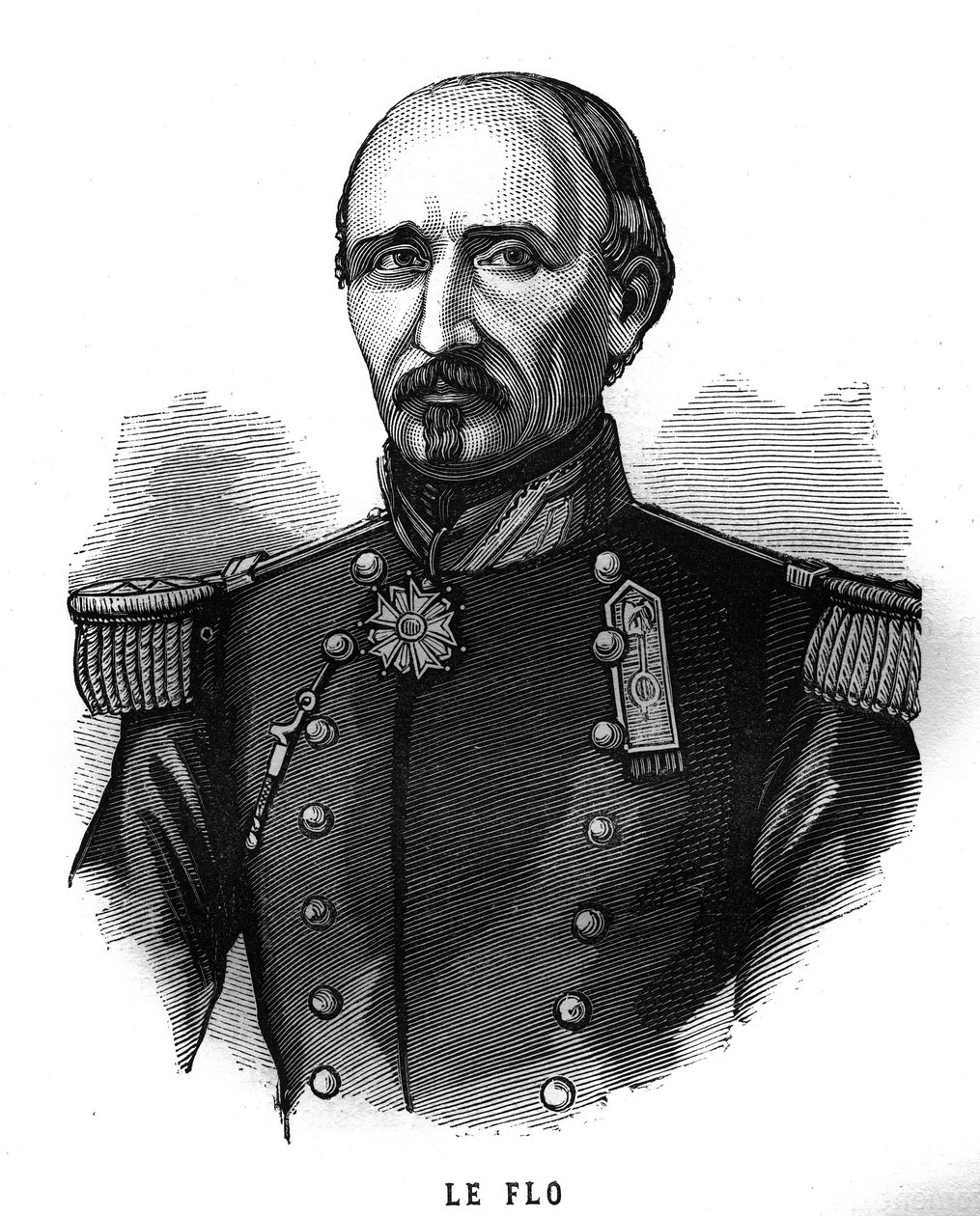 Porträt von Adolphe Le Flo (1804-1887), General der französischen Armee und Politiker. Gravur in „Les Illustrations De L