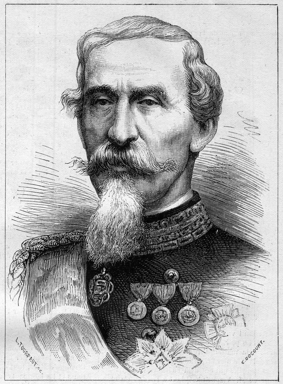 Porträt von Alfonso Ferrero de La Marmora (Lamarmora) (1804-1878), General und italienischer Politiker. Gravur in „Le Monde Illustré“ Nr. 1085 vom 19. Januar 1878 von French School