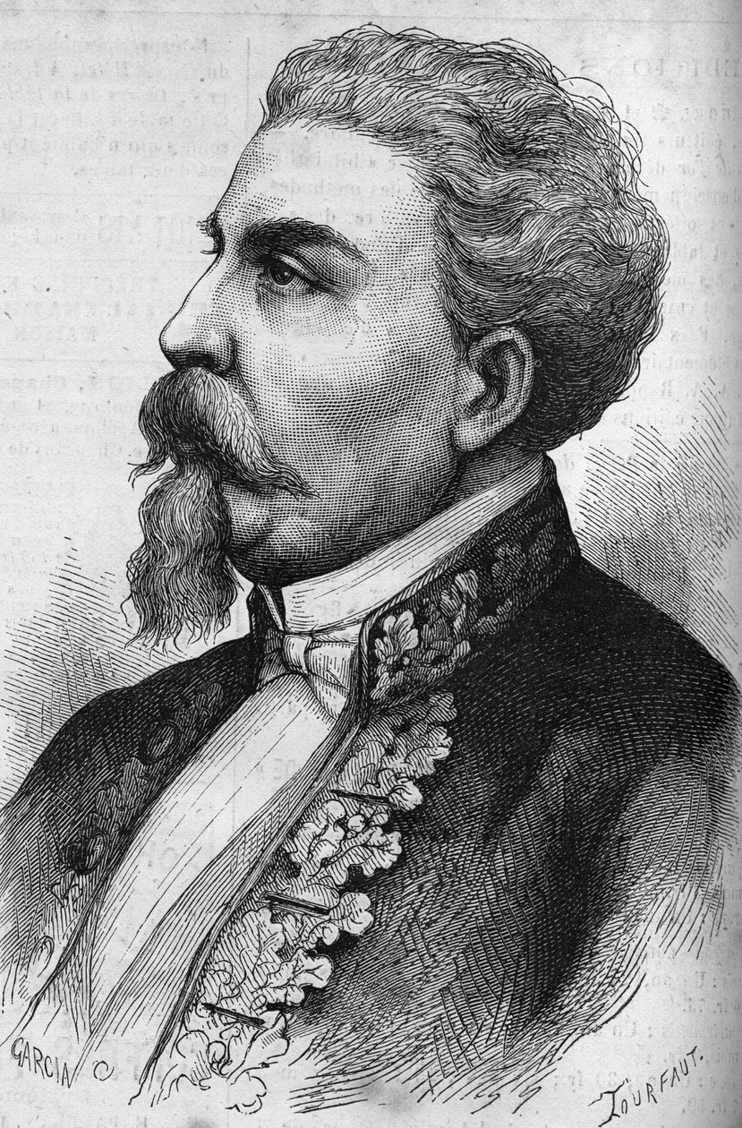 Porträt von Benedetto Cairoli (1825-1889), italienischer Staatsmann. Gravur in „Le Monde Illustré“ Nr. 1132 vom 7. Dezember 1878. von French School