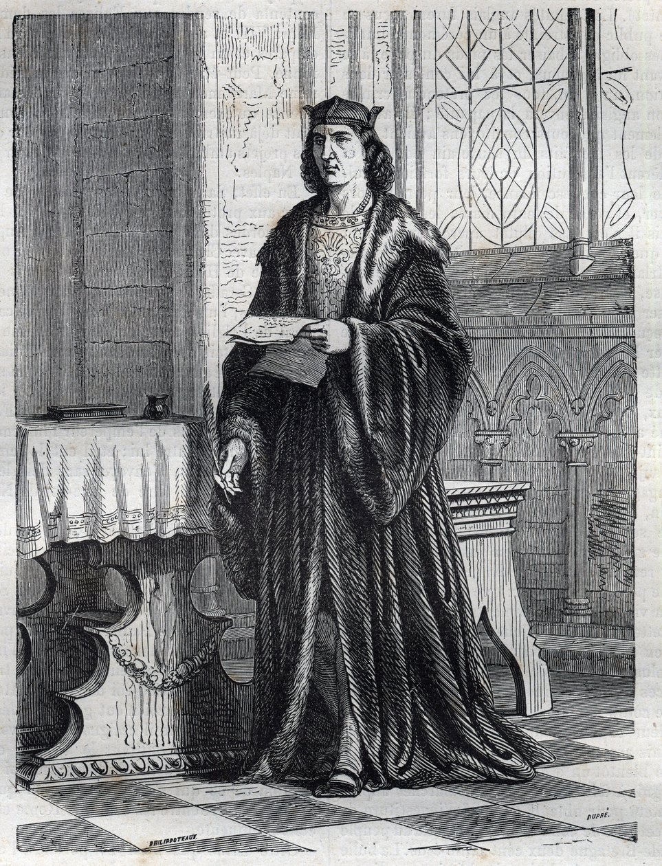 Porträt von Kardinal Pietro Carafa oder Caraffa oder Giovanni Pietro Caraffa, zukünftiger Papst Paul IV. (Paolo IV 1476-1559) Gravur in „Geschichte der Päpste (...) Verbrechen der Königinnen, Könige und Kaiser durch die Jahrhunderte“ von Maurice Lachatre von French School