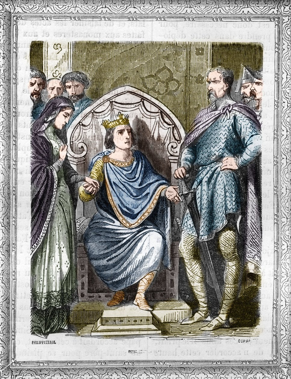 Porträt von Karl III., genannt der Einfältige (879-929). Gravur in "Histoire des Papes-Rois-Queen and Empereurs a travers les centuries" von Maurice Lachatre von French School