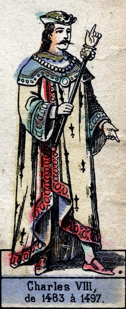 Porträt von Karl VIII. von Frankreich oder Karl VIII. der Freundliche (1470-1498) (Dynastie der Kapetinger). Illustration Ende des 19. Jahrhunderts. von French School
