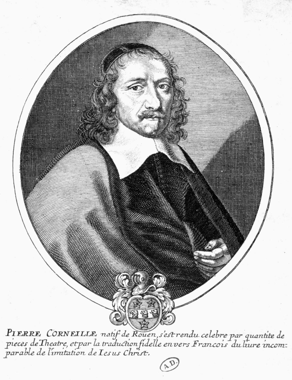 Porträt von Corneille. Gravur aus dem 19. Jahrhundert. von French School
