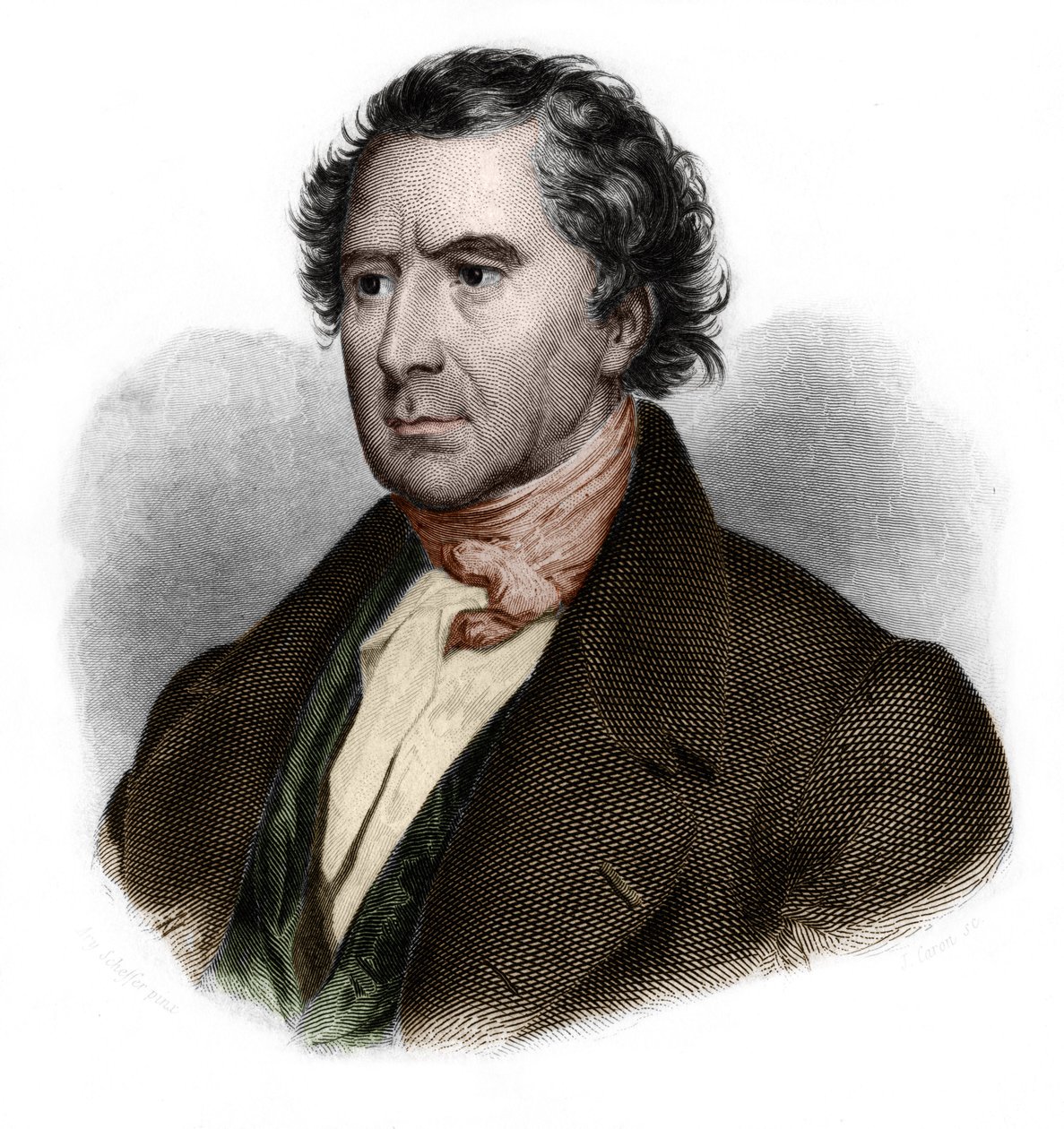 Porträt von Francois Arago (1786-1853), französischer Mathematiker, Physiker, Astronom und Politiker. in „LIBRE DES SPORERS“ von Louis de Cormenin Timon. 1842. Private Sammlung von French School