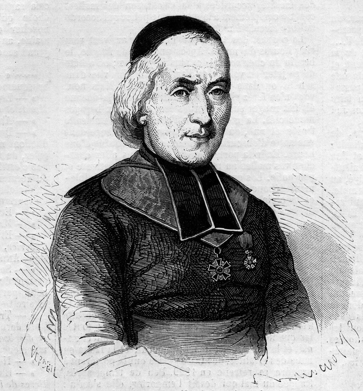 Porträt von François Joseph Le Brotier (1799-1885), Bischof von Montpellier. Gravur in „Le Monde Illustré“ Nr. 237 vom 26. Oktober von French School