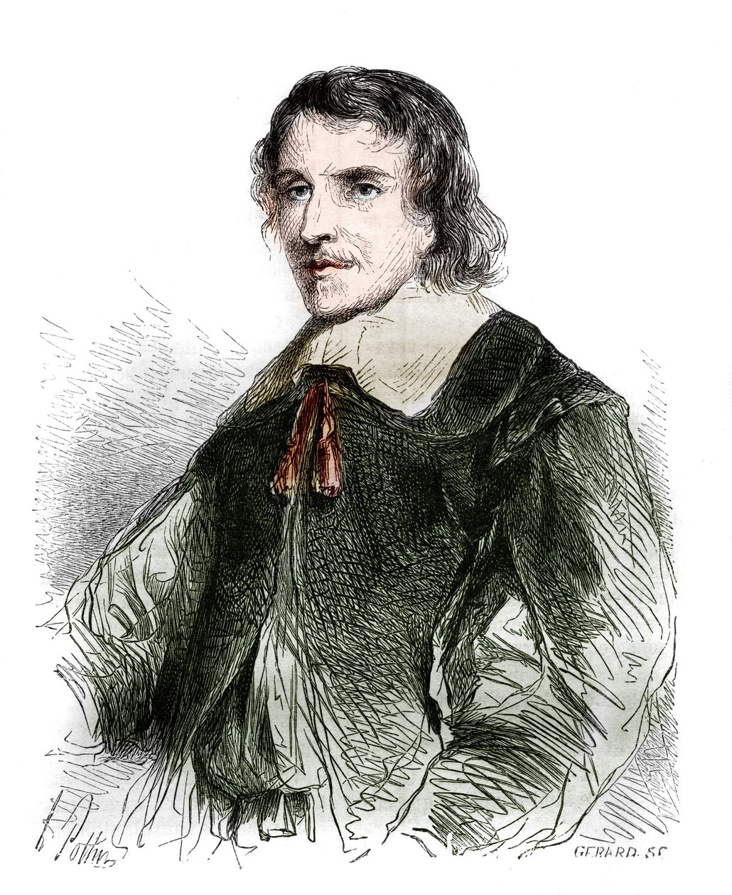 Porträt von François de La Mothe Le Vayer (La-Mothe-Le-Vayer) (1585-1672), französischer Philosoph. Gravur von 1858. von French School