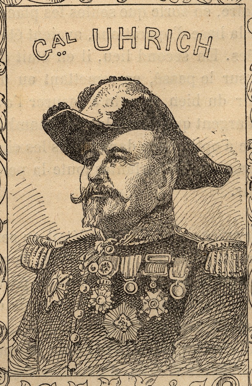 Porträt des französischen Generals Jean-Jacques Uhrich - 1870-71 (Gravur) von French School