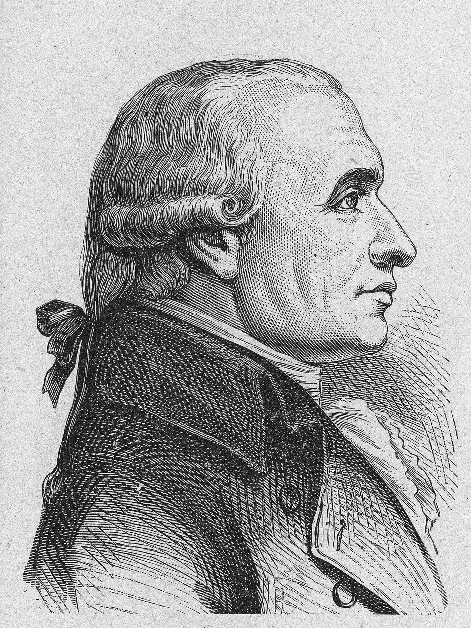 Porträt von Gaspard Monge, Graf von Peluse (1746 - 1818), französischer Mathematiker - in „Album de la Science; berühmte Wissenschaftler; Große Entdeckungen“ 1896 von French School