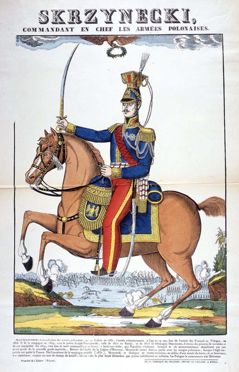 Porträt von General Jean Skrznecki, Oberbefehlshaber der polnischen Armee, er trat den napoleonischen Truppen bei. Bild von Epinal von French School