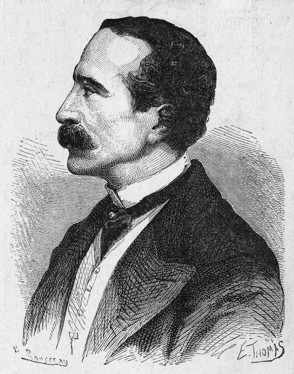 Porträt von Georges Bonelli, dem Erfinder des typografischen Telegraphen - in „Album der Wissenschaft; berühmte Gelehrte; Große Entdeckungen“ 1896 von French School