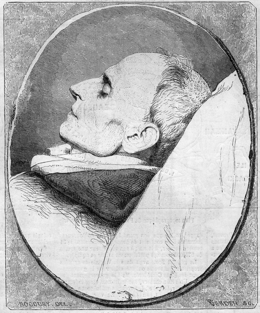 Porträt von Henri Lacordaire (1802-1861), französischer Priester und Dominikaner, auf seinem Sterbebett - Gravur in „Le Monde Illustré“ von French School