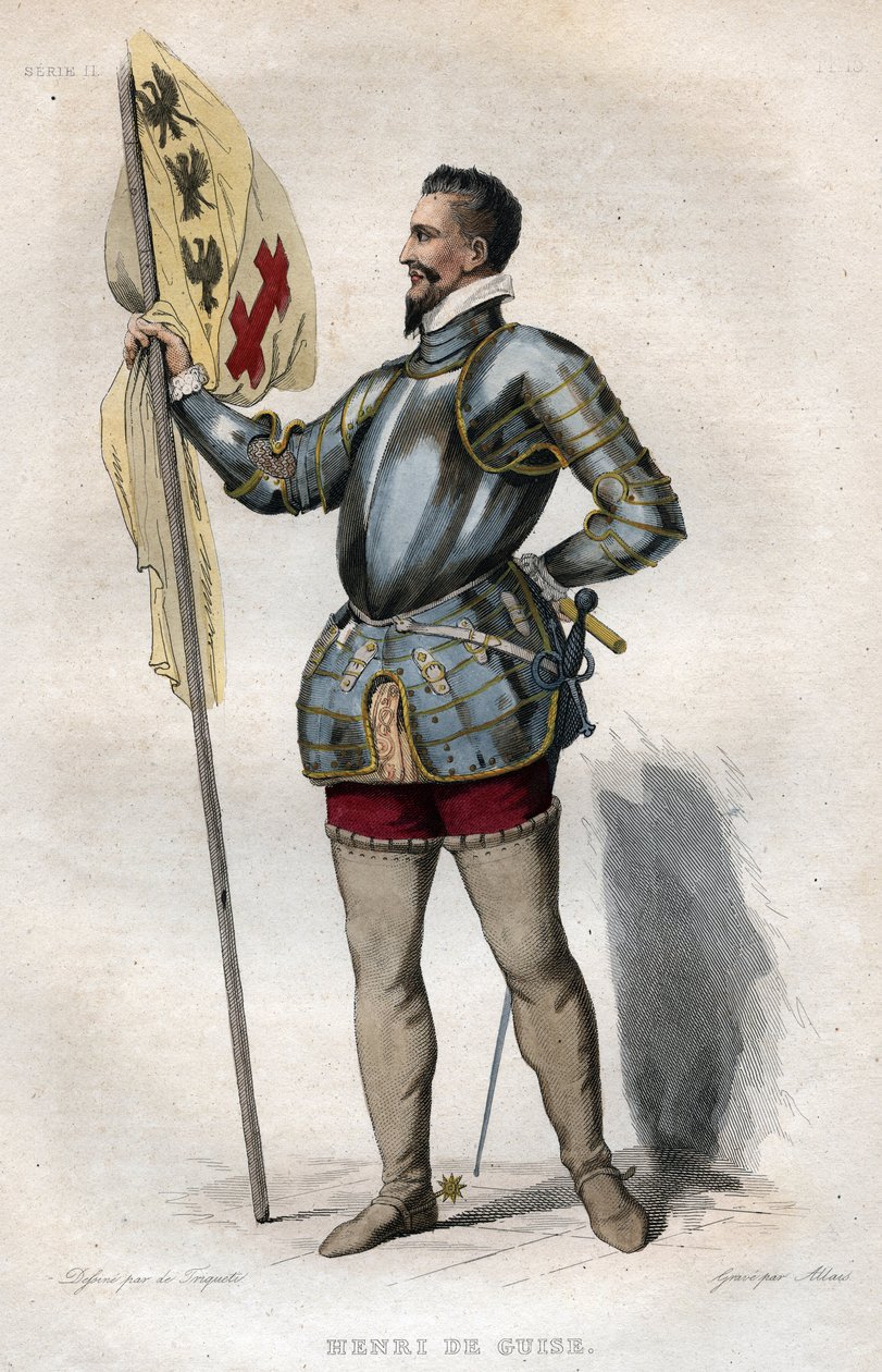 Porträt von Heinrich I., Herzog von Guise (1550-1588), genannt „der Narbe“, Illustration aus „Le Plutarque Français“ von Edmond Mennechet. von French School