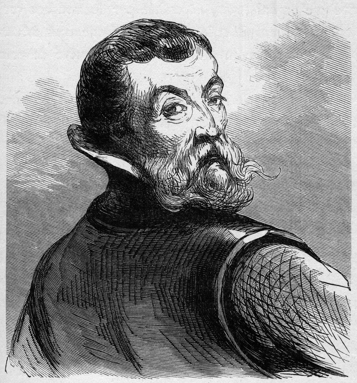 Porträt von Jacques Cartier (1491-1557). Französischer Seefahrer und Entdecker. Gravur in „La Marine et les colonies: commerce“ von French School