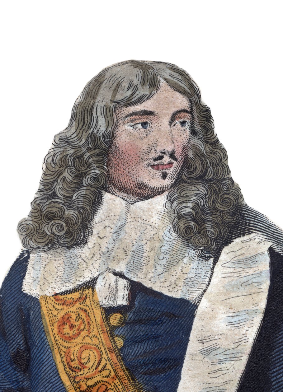 Porträt von Jean Baptiste (Jean-Baptiste) Colbert (1619-1683), französischer Politiker. Illustration aus „Le Plutarque Français“ von Edmond Mennechet von French School