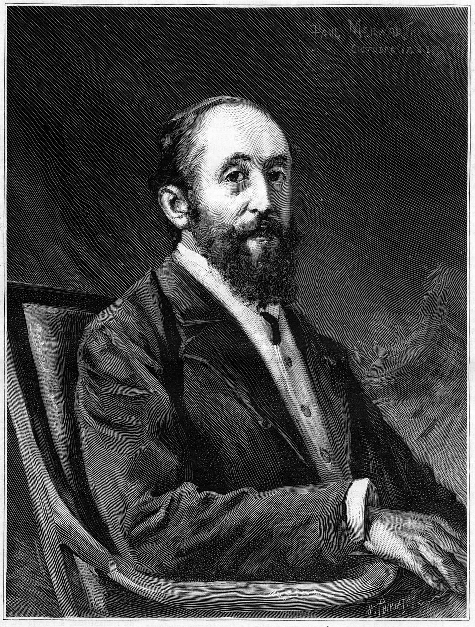 Porträt von Jules Claretie (1840-1913), französischer Romanautor und Mitglied der französischen Akademie zwischen 1888 und 1913, in „Die Illustrierte Welt“ von French School