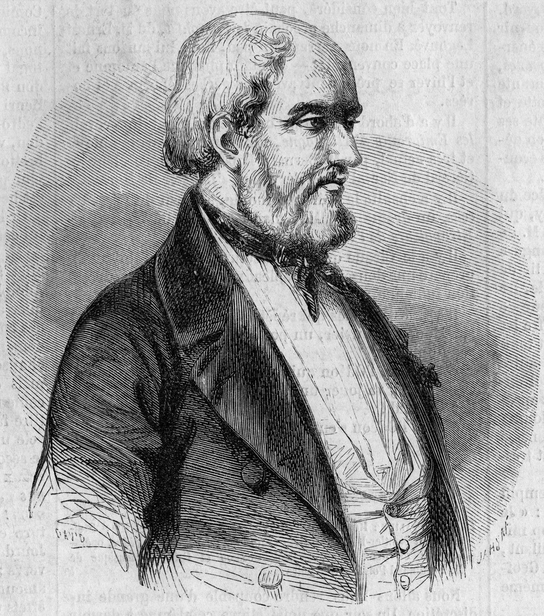 Porträt von Louis Garneray (1783-1857), französischer Seemann, Maler und Marinehistoriker. Gravur in „Le Monde Illustré“ Nr. 26 vom 10. Oktober von French School