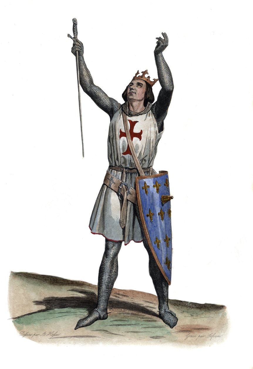 Porträt von Ludwig IX. von Frankreich (Saint Louis) (1214-1270), König von Frankreich. Illustration aus Le Plutarque Français von Edmond Mennechet von French School