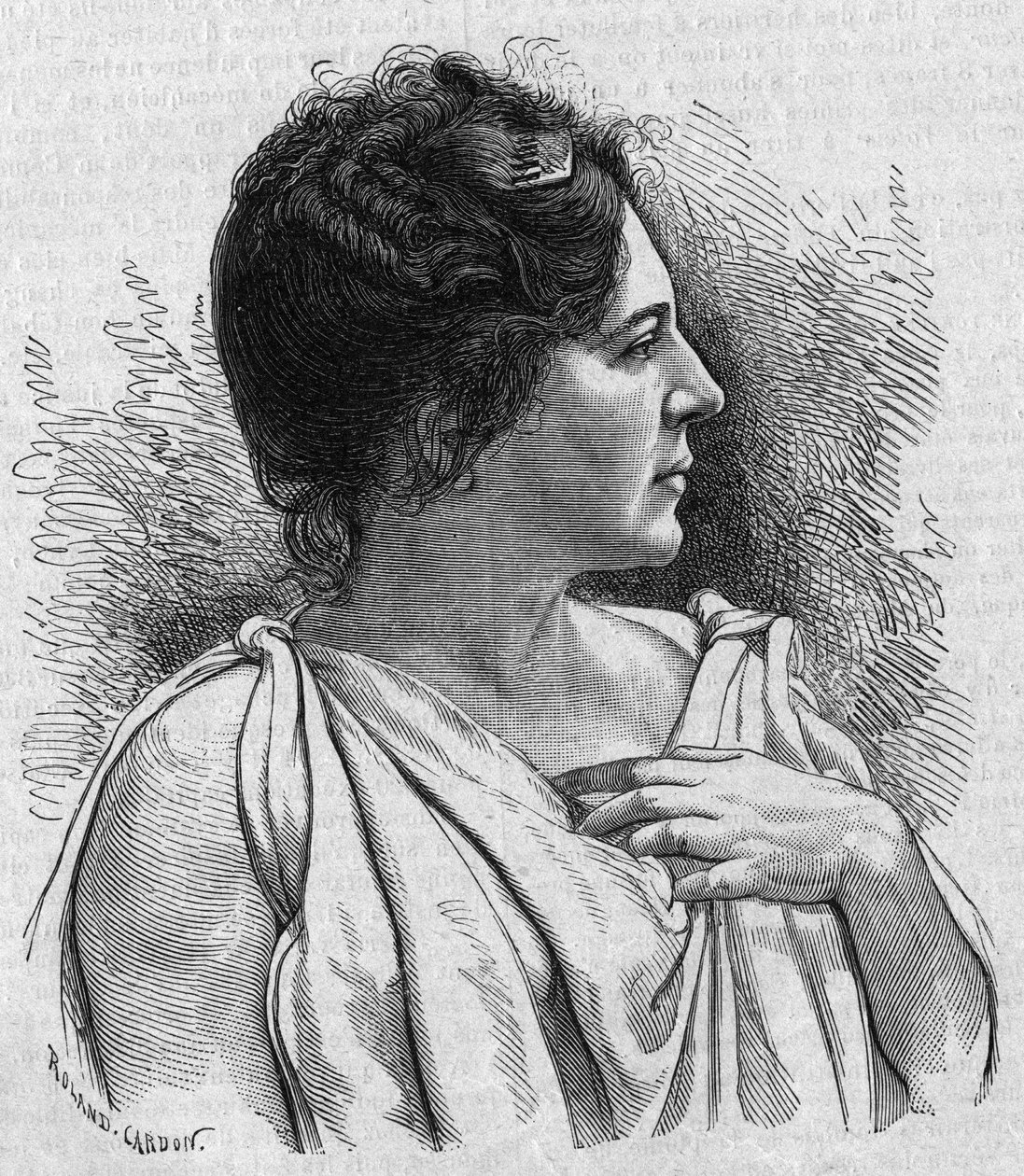 Porträt von Madame Agar (Marie Léonide Charvin, genannt) (1836-1891), französische Komödiantin. Gravur in „La gazette du dimanche“ vom 21. November 1895 von French School