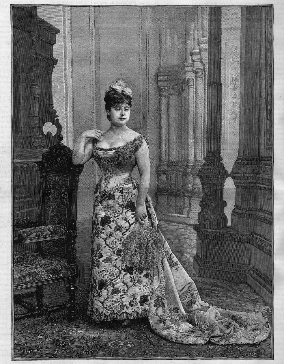 Porträt von Marie Heilbronn (1849-1886), belgische Sopranistin. Gravur in „Le Monde Illustré“ von French School