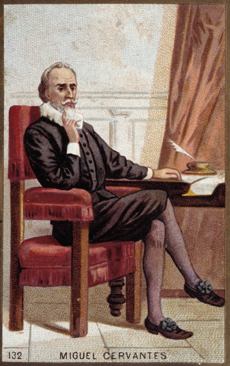 Porträt von Miguel Cervantes (1547-1616), spanischer Schriftsteller. von French School