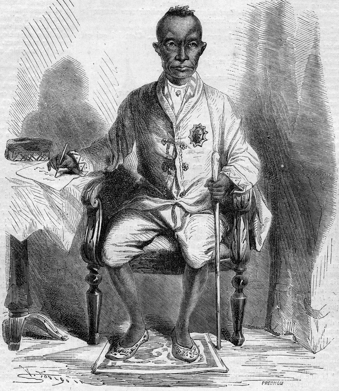 Porträt von Mongkut (Rama IV oder Phrachomklao) (1804-1868), König von Siam (heute Thailand). Gravur in „Le Monde Illustré“ Nr. 222 vom 13. Juli 1861. von French School