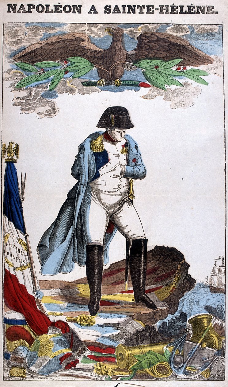 Porträt von Napoleon Bonaparte in St. Helena. Bild von Epinal von French School