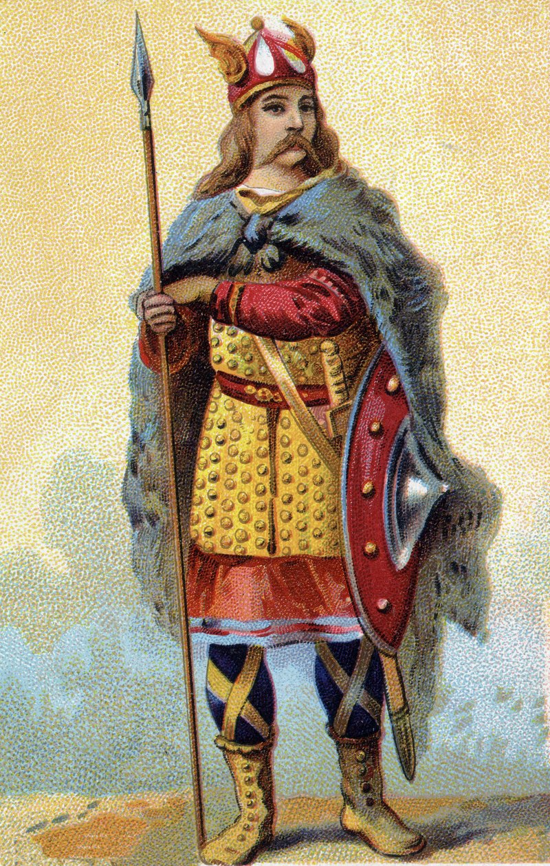 Porträt von Pharamond, König der salischen Franken (Regierungszeit 420-428). Chromolithographie um 1890. von French School