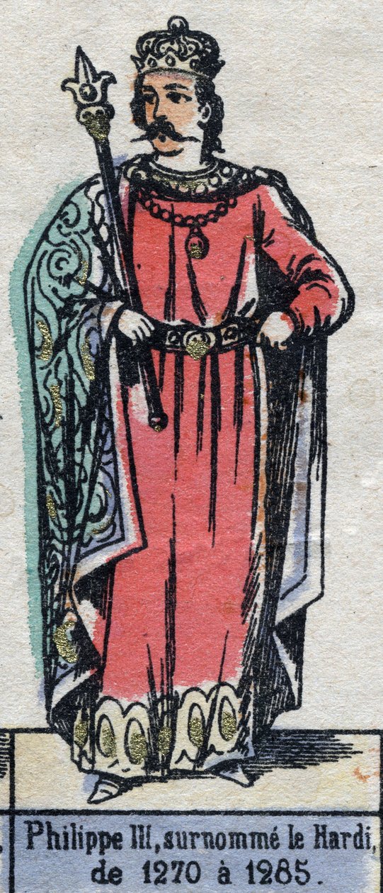 Porträt von Philipp III. von Frankreich, bekannt als Philipp der Kühne (1245-1285). Illustration Ende des 19. Jahrhunderts von French School