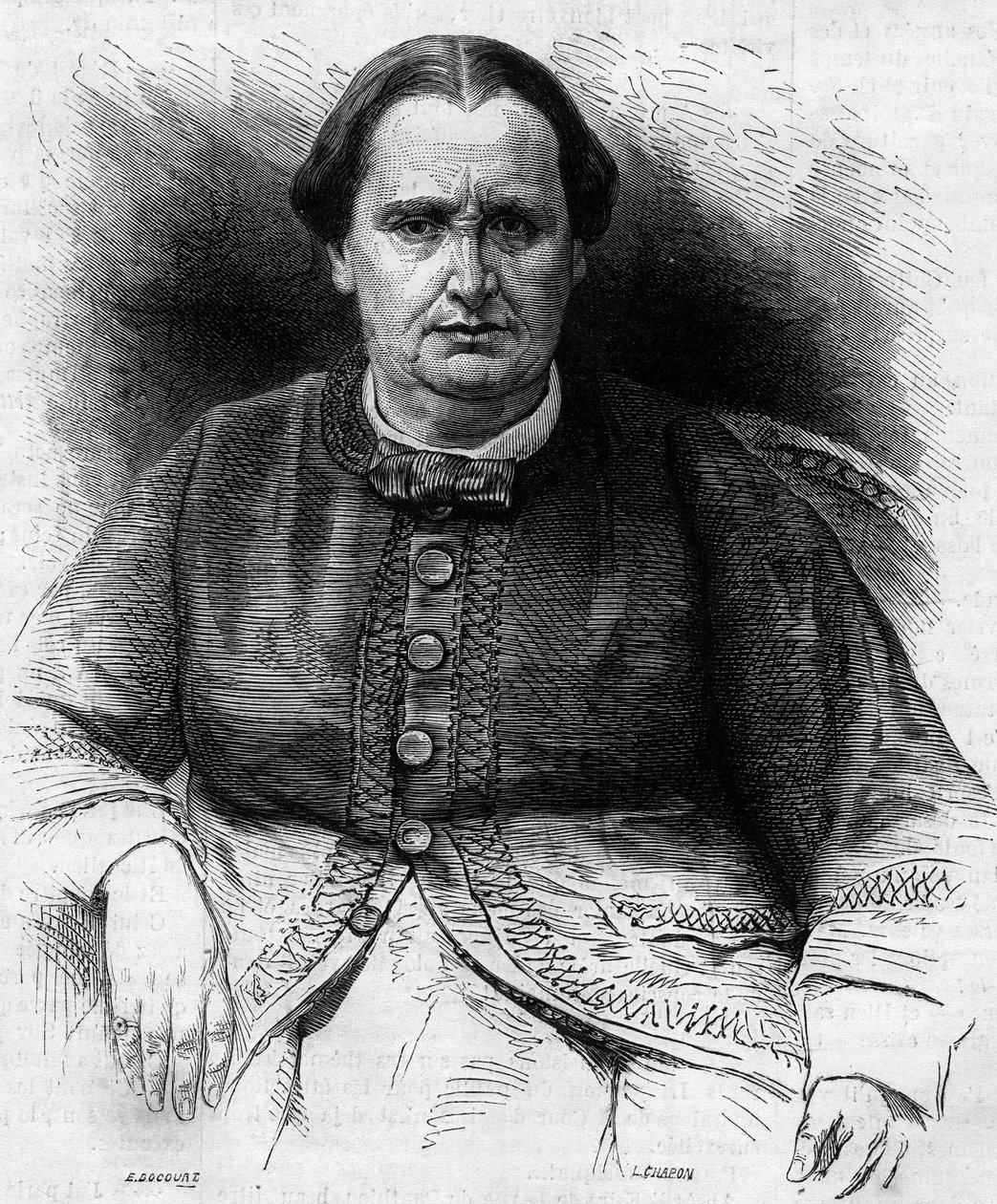 Porträt von Prinzessin Elisa Napoleone Baciocchi (1806-1869), Nichte von Napoleon I. Gravur in „Le Monde Illustré“ Nr. 618 vom 13. Februar 1869. von French School