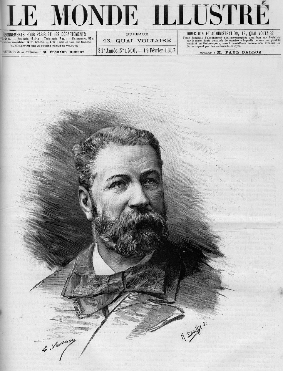 Porträt von Raoul Duval (1832-1887), französischer Anwalt und Abgeordneter, in der Illustrierten Welt 1887. von French School