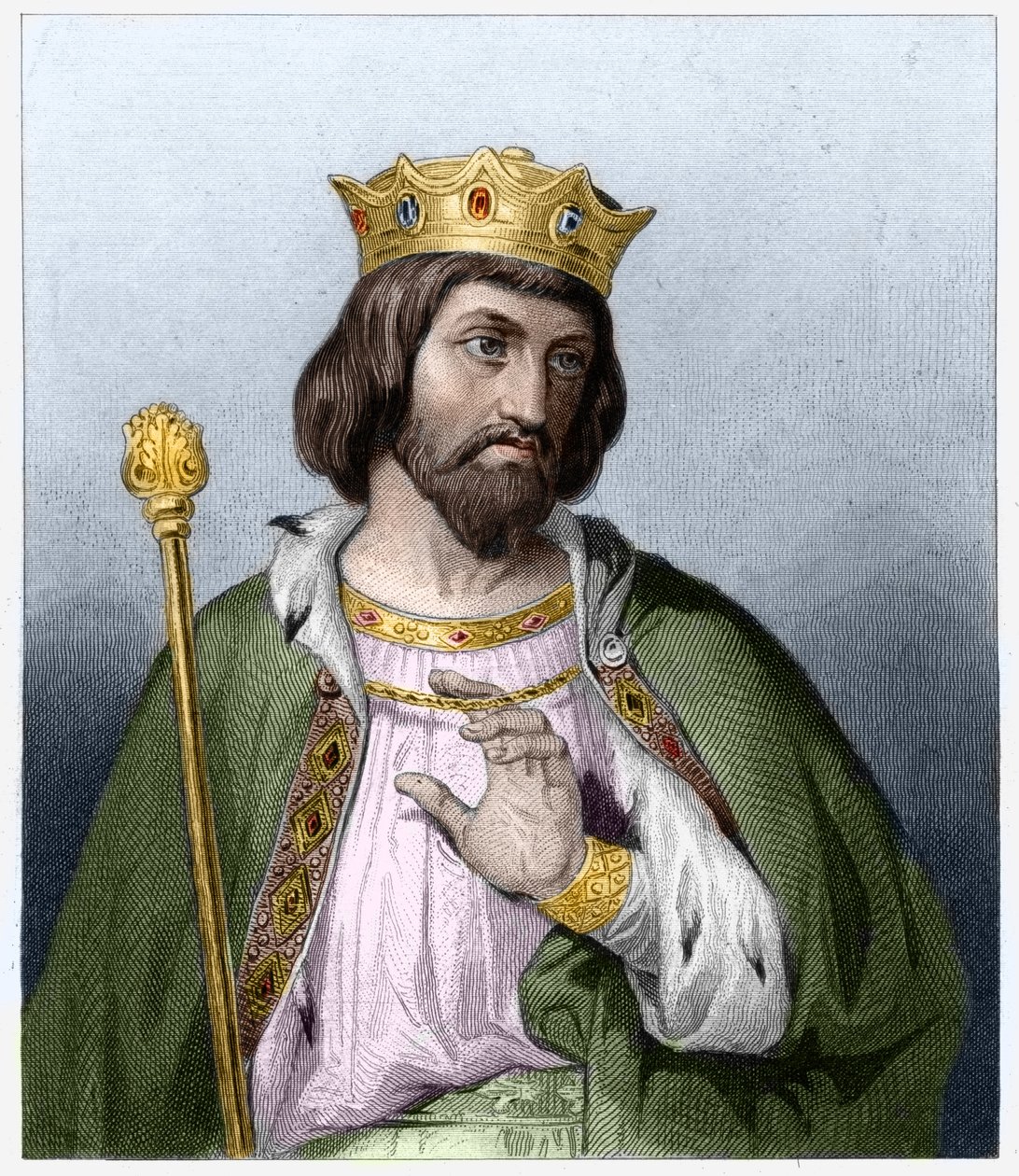 Porträt von Robert II. der Fromme (ca. 972 - 1031), König von Frankreich - in „Histoire des Francais“ von Lavallee, Gravur, undatiert von French School