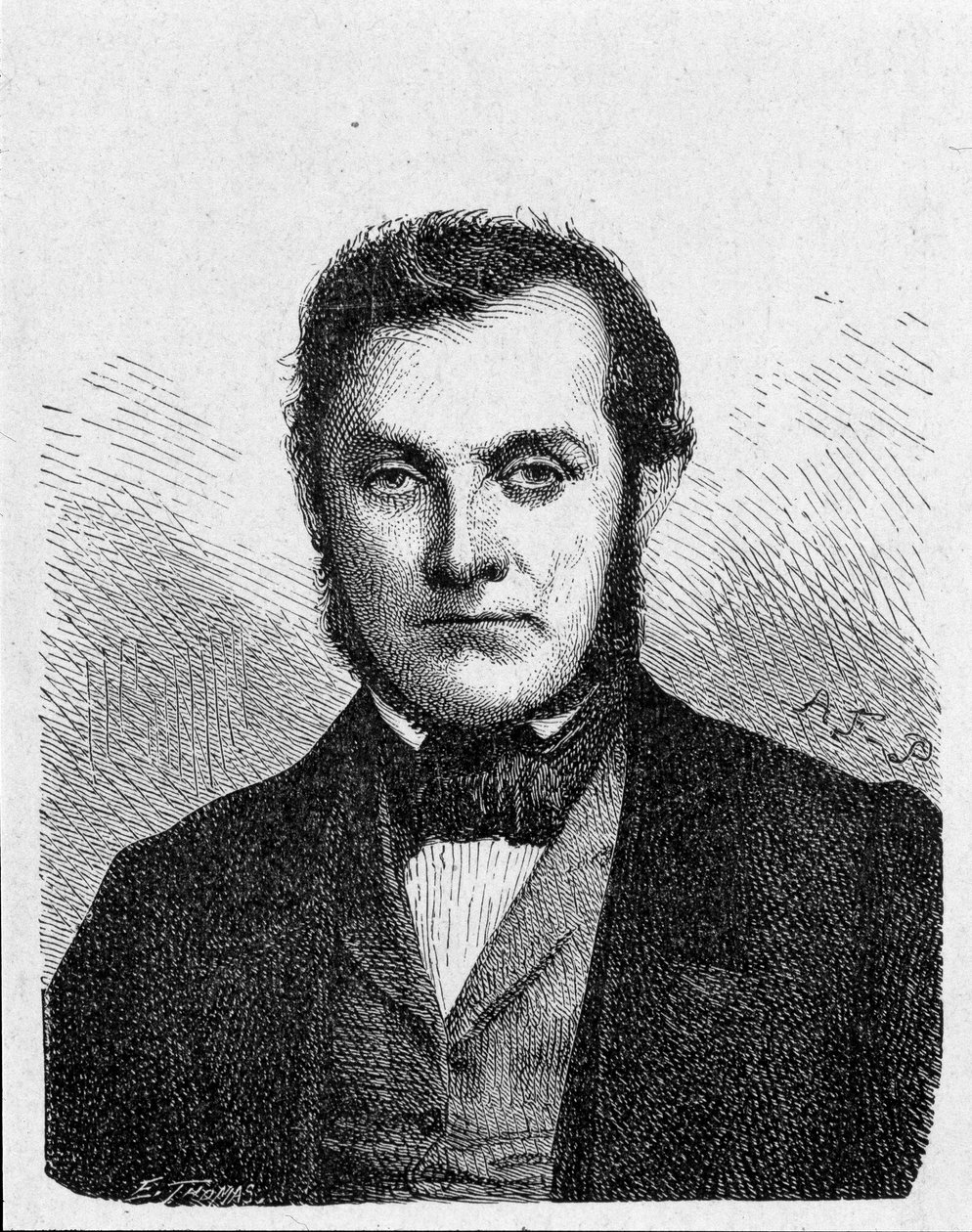 Porträt von Robert Wilhelm Bunsen (1811 - 1899), deutscher Chemiker - im „Album der Wissenschaft; berühmte Wissenschaftler; Große Entdeckungen“ 1896. von French School