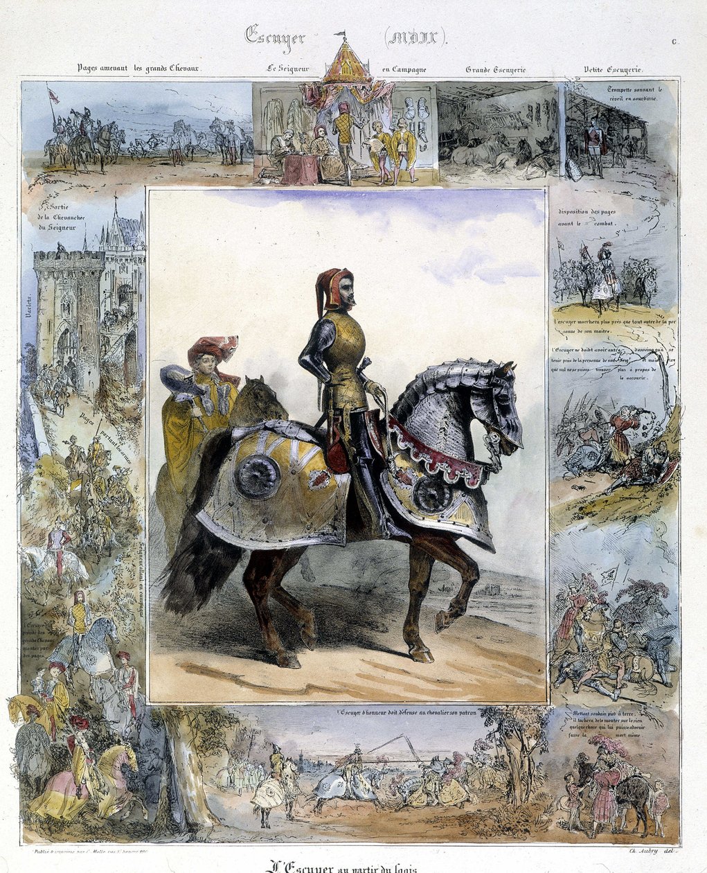 Porträt eines Reitlehrers in „Bildergeschichte des alten und modernen Reitens“ von Charles Aubry von French School